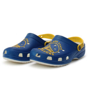 Crocs Unisex NBA Golden State Warriors Clogs Mens 7 Womens 9 Blue Yellow NWT